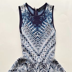 karen millen blue printed knit skater dress XS